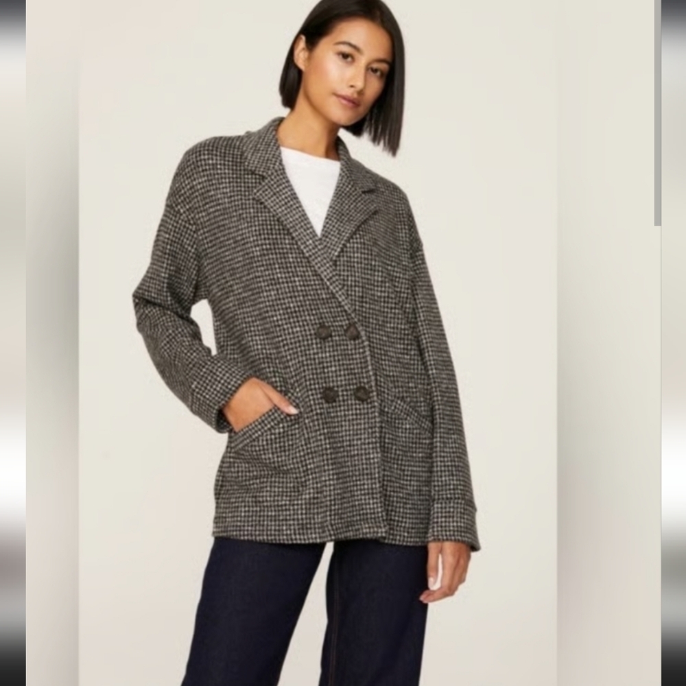 Madewell Redford Knit Relaxed Fit Black and White Houndstooth Blazer